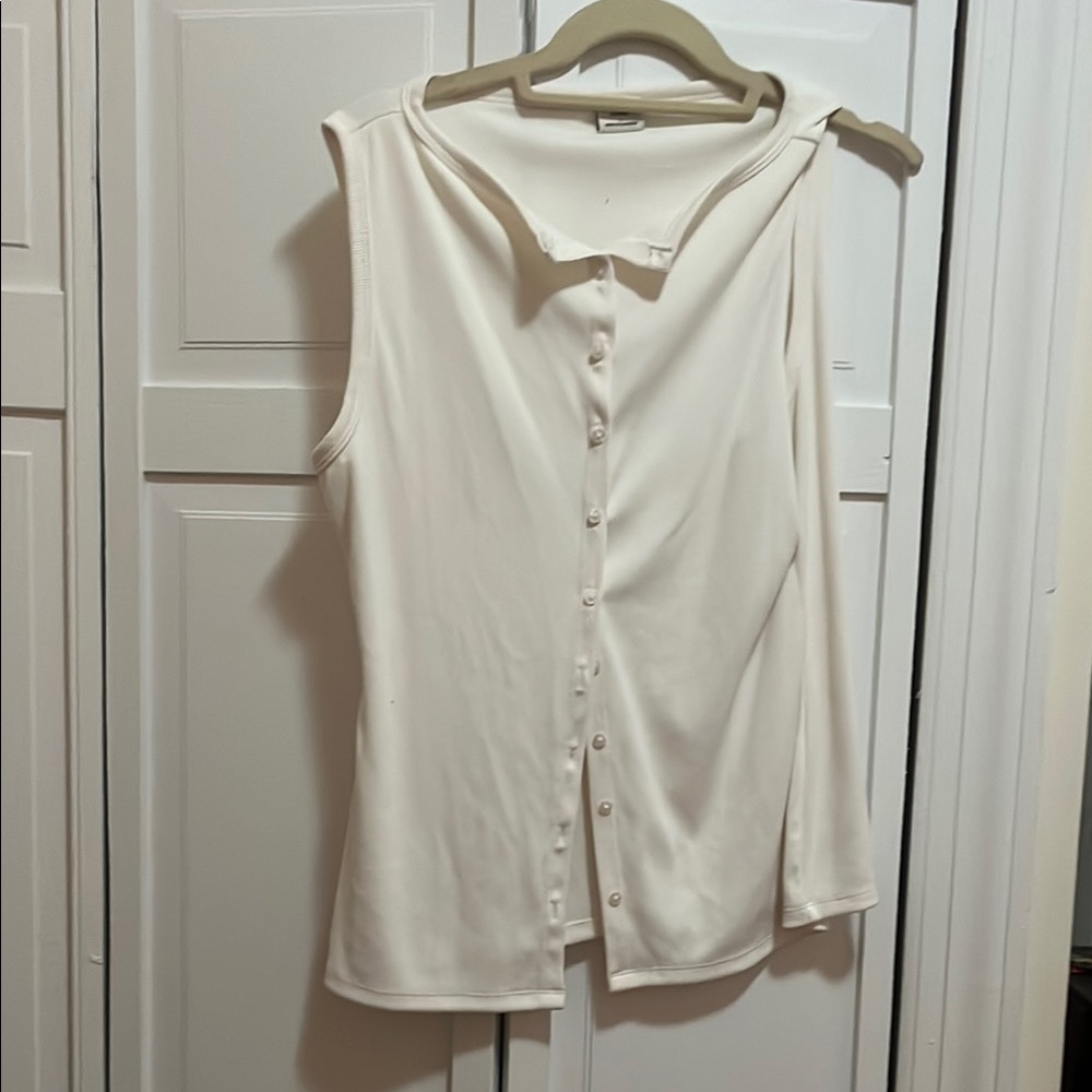Abercrombie & Fitch Cream Button-Up Tank Top